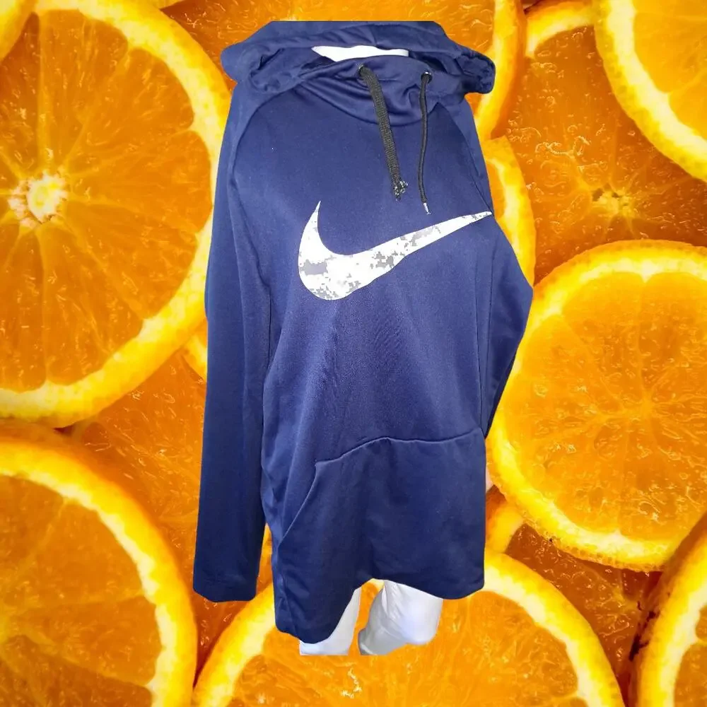 Nike Dry-Fit Blue Hoodie Sweatshirt with White‎ Camo Swoosh Size XL